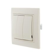 Выключатель 3-кл. СП Mira 10А IP20 со вставкой крем. LEZARD 701-0303-109