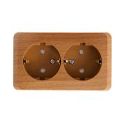 Розетка 2-м ОП Этюд Дача 16А IP20 250В с заземл. защ. шторки бук SE PA16-008T