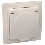 Розетка 1-м СП Кварта РСб10-3-ККм 16А IP20 с заземл. с крышкой крем. GENERICA ERK15-K33-16-DM