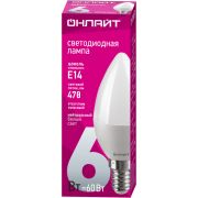 Лампа светодиодная 71 629 OLL-C37-6-230-4K-E14-FR 6Вт свеча 4000К нейтр. бел. E14 600лм 176-264В ОНЛАЙТ 71629