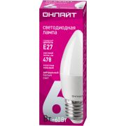 Лампа светодиодная 71 631 OLL-C37-6-230-4K-E27-FR 6Вт свеча 4000К нейтр. бел. E27 600лм 176-264В ОНЛАЙТ 71631