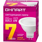 Лампа светодиодная 71 640 OLL-MR16-7-230-3K-GU5.3 7Вт 3000К тепл. бел. GU5.3 700лм 176-264В ОНЛАЙТ 71640