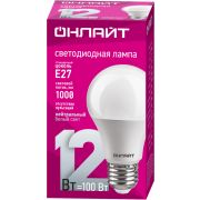 Лампа светодиодная 71 655 OLL-А60-12-230-4K-E27 12Вт грушевидная 4000К нейтр. бел. E27 1200лм 176-264В ОНЛАЙТ 71655