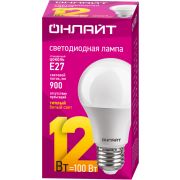 Лампа светодиодная 71 682 OLL-А60-12-230-2.7K-E27 12Вт грушевидная 2700К тепл. бел. E27 1200лм 176-264В ОНЛАЙТ 71682