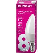 Лампа светодиодная 71 633 OLL-C37-8-230-4K-E14-FR 8Вт свеча 4000К нейтр. бел. E14 800лм 176-264В ОНЛАЙТ 71633