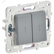 SKANDY Выключатель 2-клавишный проходной с индикацией 10А SK-V10Gr серый IEK