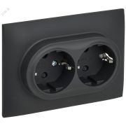 SKANDY Розетка 2-местная с заземлением с защитными шторками 16А в сборе SK-R07G графит IEK