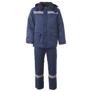 Костюм утеплённый мужской СТАНДАРТ куртка полукомбинезон цв. т/синий с васильковым тк. Грета с СОП 56-58 112-116, 182-188