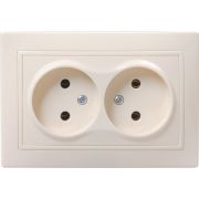 KVARTA Розетка 2-местная без заземления без защитных шторок 10А РС12-2-ККм кремовый GENERICA