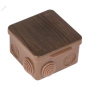 Коробка распаячная КМР-030-014 с крышкой (103х103х55), 8 мембранных вводов тёмное дерево IP54 PROxima