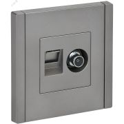 FORTE&PIANO Розетка двойная TV+RJ45 кат.5E FP536 сталь IEK