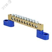 Шина нулевая 8х12мм 125А 10 отверстий 2 изолятора стойка латунь PROxima