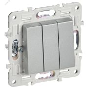 SKANDY Выключатель 3-клавишный 10А SK-V11S серебряный IEK