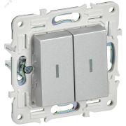 SKANDY Выключатель 2-клавишный проходной с индикацией 10А SK-V10S серебряный IEK