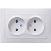KVARTA Розетка 2-местная без заземления без защитных шторок 10А РС12-2-КБ белый GENERICA