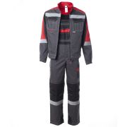 Костюм ФОРМУЛА с СОП летний куртка ткань, полукомбинезон, темно-серый с красной и черной отделкой 48-50 96-100,170-176