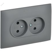 SKANDY Розетка 2-местная без заземления с защитными шторками 10А в сборе SK-R09Gr серый IEK