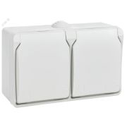 FORS Розетка 2-местная с заземлением для открытой установки 16А IP54 РСб22-3-ФБ белый ФОРС