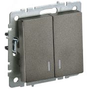 BRITE Выключатель двухклавишный с индикацией 10А ВС10-2-1-БрТБ темная бронза