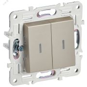 SKANDY Выключатель 2-клавишный проходной с индикацией 10А SK-V10Sh шампань IEK