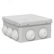 Коробка распределительная КМР-030-014 с крышкой (100х100х50) для прямого монтажа, 10 мембр. вводов серая IP55 EKF