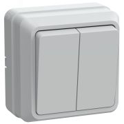 OKTAVA Выключатель 2-клавишный для открытой установки 10А ВС20-2-0-ОБ белый GENERICA