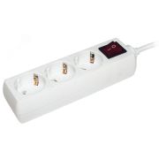 Удлинитель бытовой 3 розетки шнур 3м с заземлением с выключателем 16А