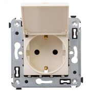 Avanti Розетка с крышкой в стену, 2P+E, ''Ванильная дымка''