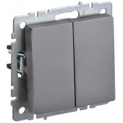 BRITE Выключатель двухклавишный 10А ВС10-2-0-БрС сталь