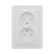 Розетка Минск 2-местная СП без заземления 10А белая защитные шторки