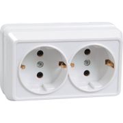 OKTAVA Розетка 2-местная с заземлением для открытой установки 16А РС22-3-ОБ белый GENERICA