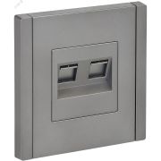 FORTE&PIANO Розетка компьютерная двойная RJ45 кат.5E FP533 сталь IEK