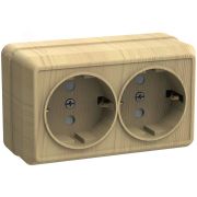 OKTAVA Розетка 2-местная с заземлением для открытой установки 16А РС22-3-ОС сосна GENERICA