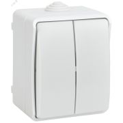 FORS Выключатель 2-клавишный для открытой установки 10А IP54 ВС20-2-0-ФБ белый ФОРС