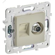 SKANDY Розетка двойная TV+RJ45 кат.5E SK-A14B бежевый IEK