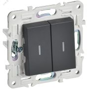 SKANDY Выключатель 2-клавишный проходной с индикацией 10А SK-V10T титан IEK