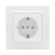 Розетка Минск одноместная СП с заземлением 16А белая защитные шторки