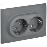 SKANDY Розетка 2-местная с заземлением без защитных шторок 16А в сборе SK-R08Gr серый IEK