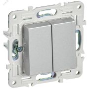 SKANDY Выключатель 2-клавишный 10А SK-V04S серебряный IEK