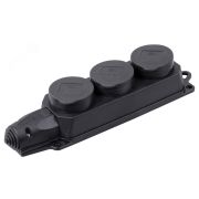 Розетка каучук тройная с защитными крышками IP44 ОМЕГА