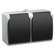 ФОРС Розетка двойная наружная с заземлением с крышкой IP54
