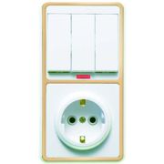 Блок БКВР-054 Бэлла (3-кл. выкл. с подсветкой + розетка с заземл.) зол. Кунцево 5846